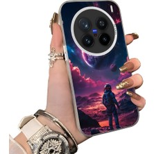 HONTINGA Vivo X200 Pro ile Uyumlu Kılıf Silikon Kenar Sert Arka Kamera Koruyucu Basitlik Anti Düşme Kamera Korumalı Gezegen Desen Couple Telefon Kılıfı Kadın ve Erkek Için Uygundur K1-1511