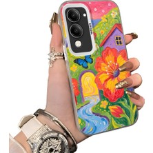HONTINGA Vivo Y04 ile Uyumlu Kılıf Silikon Kenar Sert Arka Kamera Koruyucu Basitlik Anti Düşme Kamera Korumalı Çiçekli Desen Couple Telefon Kılıfı Kadın ve Erkek Için Uygundur K1-1512
