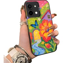 HONTINGA Vivo Y28 ile Uyumlu Kılıf Silikon Kenar Sert Arka Kamera Koruyucu Basitlik Anti Düşme Kamera Korumalı Çiçekli Desen Couple Telefon Kılıfı Kadın ve Erkek Için Uygundur K1-1512