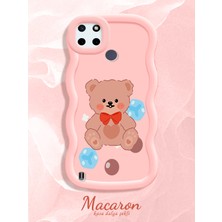 HONTINGA Realme C25Y Uyumlu Kılıf Düşüme Önleyici Basitlik Anti Düşme Kamera Koruyucu Basit Pembe Yumuşak Silikon Couple Telefon Kılıfı Ayı Desen K9-0264