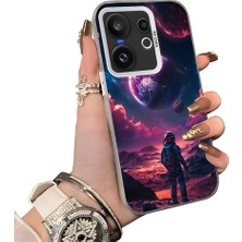 HONTINGA Vivo X200 Fe ile Uyumlu Kılıf Silikon Kenar Sert Arka Kamera Koruyucu Basitlik Anti Düşme Kamera Korumalı Gezegen Desen Couple Telefon Kılıfı Kadın ve Erkek Için Uygundur K1-1511