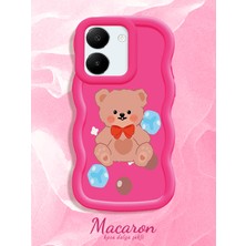 HONTINGA Vivo Y27S Uyumlu Kılıf Düşüme Önleyici Basitlik Anti Düşme Kamera Koruyucu Basit Kırmızı Yumuşak Silikon Couple Telefon Kılıfı Ayı Desen K9-0264