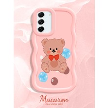 HONTINGA Samsung Galaxy S21 Fe Uyumlu Kılıf Düşüme Önleyici Basitlik Anti Düşme Kamera Koruyucu Basit Pembe Yumuşak Silikon Couple Telefon Kılıfı Ayı Desen K9-0264