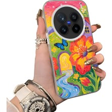HONTINGA Vivo X200 Pro ile Uyumlu Kılıf Silikon Kenar Sert Arka Kamera Koruyucu Basitlik Anti Düşme Kamera Korumalı Çiçekli Desen Couple Telefon Kılıfı Kadın ve Erkek Için Uygundur K1-1512