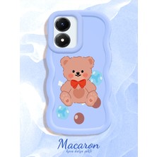 HONTINGA Vivo Y02S Uyumlu Kılıf Düşüme Önleyici Basitlik Anti Düşme Kamera Koruyucu Basit Mavi Yumuşak Silikon Couple Telefon Kılıfı Ayı Desen K9-0264