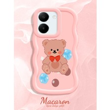 HONTINGA Vivo Y27S Uyumlu Kılıf Düşüme Önleyici Basitlik Anti Düşme Kamera Koruyucu Basit Pembe Yumuşak Silikon Couple Telefon Kılıfı Ayı Desen K9-0264