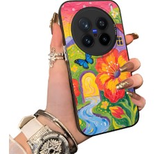 HONTINGA Vivo X200 Pro ile Uyumlu Kılıf Silikon Kenar Sert Arka Kamera Koruyucu Basitlik Anti Düşme Kamera Korumalı Çiçekli Desen Couple Telefon Kılıfı Kadın ve Erkek Için Uygundur K1-1512