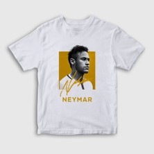 Presmono Unisex Çocuk Beyaz Signature Neymar Futbol Soccer T-Shirt