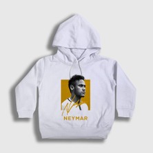 Presmono Unisex Çocuk Beyaz Signature Neymar Futbol Soccer Kapüşonlu Sweatshirt