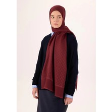 Silk Home Pamuk Polyester Liva Şal Bordo Desenli Tok Duruşlu 90X200