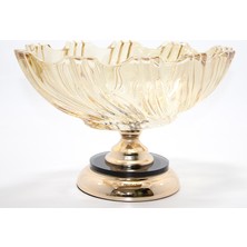 Veraura Lifestyle Lüks Ayaklı Kristal Cam Gondol Sunumluk Gold Detaylı