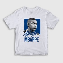 Presmono Unisex Çocuk Beyaz Signature Kylian Mbappe Futbol T-Shirt