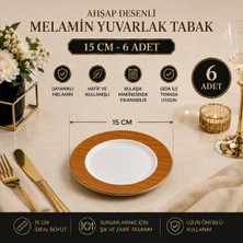 PALU GASTRO Premium Ahşap Desenli Melamin Yuvarlak/ Oval Sunum Tabağı Seti 6'lı - Çoklu Boyut Seçenekli Yemek ve Kayık Tabak