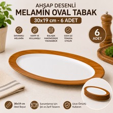 PALU GASTRO Premium Ahşap Desenli Melamin Yuvarlak/ Oval Sunum Tabağı Seti 6'lı - Çoklu Boyut Seçenekli Yemek ve Kayık Tabak