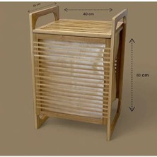 Veraura Lifestyle Orta Boy Ahşap Bambu Kirli Sepeti 40X35X60