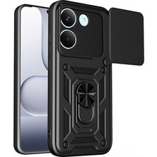 Gpack Xiaomi Poco X8 Pro Kılıf Pars Standlı Yüzüklü Sürgülü Vega + Ekran Koruyucu