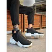 Ebrus Trend ET0401 Bağcıksız Rahat Yüksek Taban Siyah Erkek Spor Yarım Bilek Bot