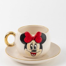 BSK Ceramics Handmade Minnie Mouse Kahve Fincanı Beyaz