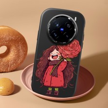 HONTINGA Vivo X200 Pro ile Uyumlu Kılıf Kamera Korumalı Düşüme Önleyici Kamera Koruyucu Siyah Yumuşak Silikon Couple Telefon Kılıfı Kız Desenli K4-0444