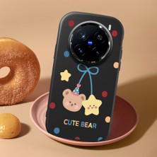 HONTINGA Vivo X200 Pro ile Uyumlu Kılıf Kamera Korumalı Düşüme Önleyici Kamera Koruyucu Siyah Yumuşak Silikon Couple Telefon Kılıfı Bear Desenli K4-0445