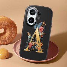 HONTINGA Vivo X200 Fe ile Uyumlu Kılıf Kamera Korumalı Düşüme Önleyici Kamera Koruyucu Siyah Yumuşak Silikon Couple Telefon Kılıfı A Harfi Desenli K4-0446