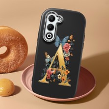 HONTINGA Oppo A5 5g ile Uyumlu Kılıf Kamera Korumalı Düşüme Önleyici Kamera Koruyucu Siyah Yumuşak Silikon Couple Telefon Kılıfı A Harfi Desenli K4-0446