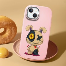 HONTINGA iPhone 15 Plus ile Uyumlu Kılıf Kamera Korumalı Düşüme Önleyici Kamera Koruyucu Pembe Yumuşak Silikon Couple Telefon Kılıfı Karikatür Desenli K4-0447