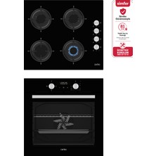 Carino 0+3 Fonksiyon Dijital Siyah Power Turbo 2'li Cam Ocaklı Ankastre Set (Fırın+Ocak)