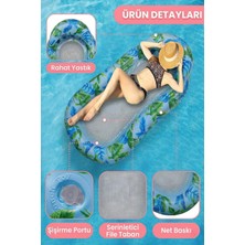 LRS Store Premium Yastıklı Desenli Yastıklı Fileli Deniz Yatağı - Havuz Hamağı - 160X70 cm Şişme Deniz Yatağı