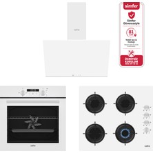 Carino 4 Fonksiyon Dijital Beyaz Power Turbo 3'lü Cam Ocaklı Ankastre Set (Fırın+Ocak+Davlumbaz)