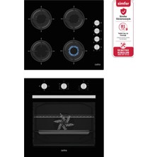 Carino 0+3 Fonksiyon Mekanik Siyah Power Turbo 2'li Cam Ocaklı Ankastre Set (Fırın+Ocak)