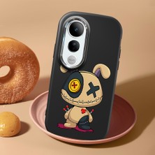 HONTINGA Vivo V50 Lite ile Uyumlu Kılıf Kamera Korumalı Düşüme Önleyici Kamera Koruyucu Siyah Yumuşak Silikon Couple Telefon Kılıfı Karikatür Desenli K4-0447