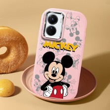 HONTINGA Vivo Y02S ile Uyumlu Kılıf Kamera Korumalı Düşüme Önleyici Kamera Koruyucu Pembe Yumuşak Silikon Couple Telefon Kılıfı Karikatür Desenli K4-0448