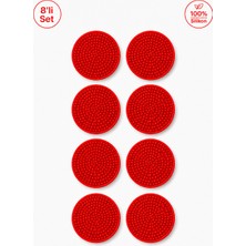 Siliconly 8 Adet Silikon Bardak Altlığı, Bardak Altlığı , %100 Silikon Bardak Altlığı Kırmızı