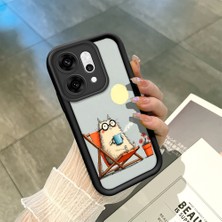 HONTINGA Oppo Reno 14 Pro 5g ile Uyumlu Kılıf Kamera Koruyucu Basitlik Anti Düşme Kamera Korumalı Şirin Kedi Karikatür Siyah Desen Yumuşak Silikon Couple Telefon Kılıfı Kadın ve Erkek Için Uygundur K2-0686