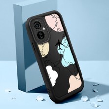HONTINGA Tecno Camon 19 Neo ile Uyumlu Kılıf Kamera Koruyucu Basitlik Anti Düşme Kamera Korumalı Karikatür Siyah Desen Yumuşak Silikon Couple Telefon Kılıfı Kadın ve Erkek Için Uygundur K2-0686