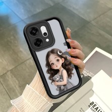 HONTINGA Oppo Reno 14 Pro 5g ile Uyumlu Kılıf Kamera Koruyucu Basitlik Anti Düşme Kamera Korumalı Şirin Kedi Kız Siyah Desen Yumuşak Silikon Couple Telefon Kılıfı Kadın ve Erkek Için Uygundur K2-0685