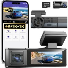 Xiaomi Azdome M500 3 Kameralı 150 ° Görüş Açışı 4K Ultra Hd Gece Görüşlü Wifi Araç Içi Kamera