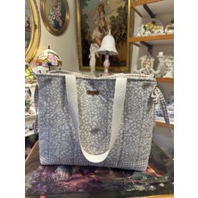 elisss bag Yeşil Çiçek Desenli Kadın Çanta, Piknik Çantası, Lunchbag, Bebek Çantası, Plaj Çantası %100 Pamuk