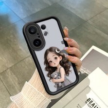 HONTINGA Vivo X200 Fe ile Uyumlu Kılıf Kamera Koruyucu Basitlik Anti Düşme Kamera Korumalı Şirin Kedi Kız Siyah Desen Yumuşak Silikon Couple Telefon Kılıfı Kadın ve Erkek Için Uygundur K2-0685