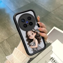 HONTINGA Vivo X300 Pro ile Uyumlu Kılıf Kamera Koruyucu Basitlik Anti Düşme Kamera Korumalı Şirin Kedi Kız Siyah Desen Yumuşak Silikon Couple Telefon Kılıfı Kadın ve Erkek Için Uygundur K2-0685