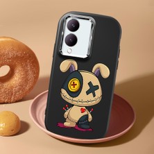 HONTINGA Vivo Y28 ile Uyumlu Kılıf Kamera Korumalı Düşüme Önleyici Kamera Koruyucu Siyah Yumuşak Silikon Couple Telefon Kılıfı Karikatür Desenli K4-0447