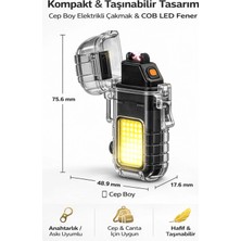 Özkurt Ticaret USB Şarjlı Elektrikli Çakmak – Işıklı Cob LED Fener
