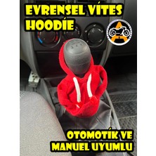 Akgüneş Motogaraj Kırmızı Vites Kılıfı Hoodie Universal Manuel Otomatik Araç ve Kamyon Uyumlu Yerli Üretim A Kalite Vites Koruyucu