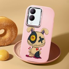 HONTINGA Vivo Y28 ile Uyumlu Kılıf Kamera Korumalı Düşüme Önleyici Kamera Koruyucu Pembe Yumuşak Silikon Couple Telefon Kılıfı Karikatür Desenli K4-0447