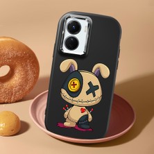 HONTINGA Vivo Y02S ile Uyumlu Kılıf Kamera Korumalı Düşüme Önleyici Kamera Koruyucu Siyah Yumuşak Silikon Couple Telefon Kılıfı Karikatür Desenli K4-0447