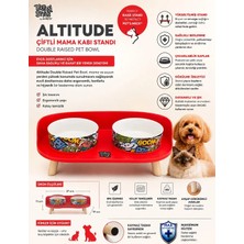 M-Pets Altitude Urban Styla 2'li Kedi ve Köpek Mama Kabı Standı Kırmızı & Multicolor 37x19x11 cm