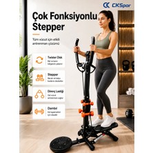 CKSpor Çok Fonksiyonlu Stepper Egzersiz Aleti Twister Diskli Dambıllı Direnç Lastikli Kondisyon Aleti