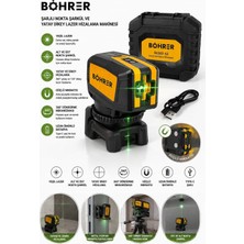 Böhrer BA011347 Şarjlı Nokta Şarkül Lazer + Yatay ve Dikay Lazer Hizalama Makinesi - Yeşil Işık Lazer