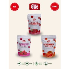 Evereat Çilek-Frambuaz-Cennet Hurması Freeze Dry Meyve Cipsi 3'lü Paket Doğal Atıştırmalık
